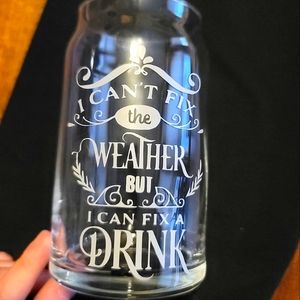 Handmade Glass Drink Jar 16 oz